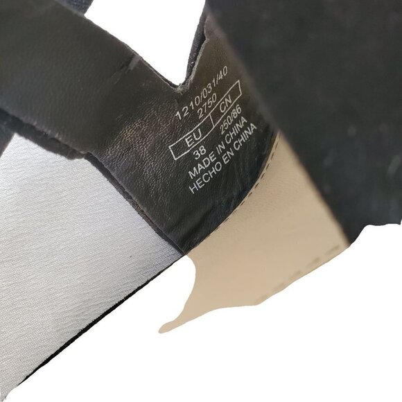 Bershka Black Suede Leather Sandals Wedge Platform Women Shoe Size US 7.5  EU 38 - Picture 8 of 10